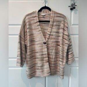 Pure Jill Cotton Space Dyed OverSized Cardigan 3/4 Sleeve Womens Size Large